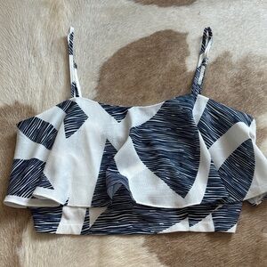 Blush Black and White Patterned Crop Top